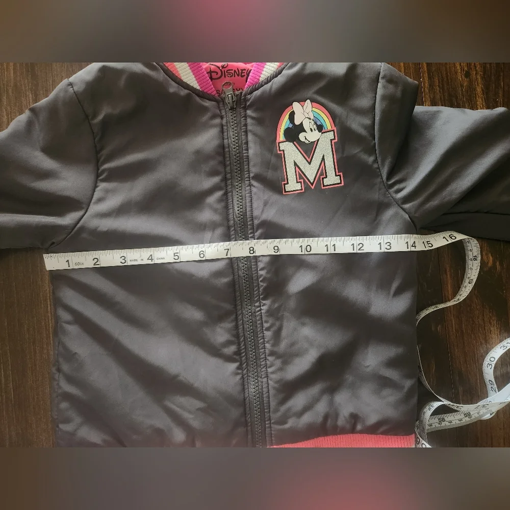 Minnie Mouse Disney Girls Pink Gray Jacket Sz 6-6X Coat